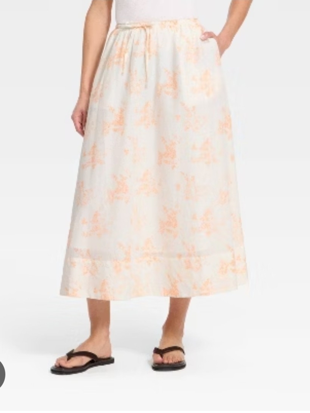Universal Threads White Maxi Skirt with Peach Floral Pattern SIZE SMALL